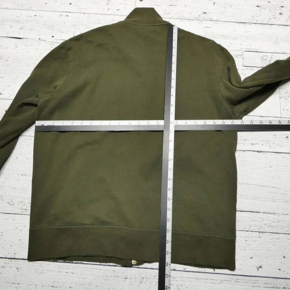 Polo Ralph Lauren Sweatshirt Mens Large Green Full Zip Mock Neck Fleece Pockets